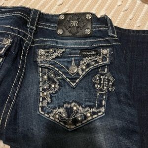 Women’s Miss Me, Buckle Brand, Boot Cut Denim size 27 inseam 34”